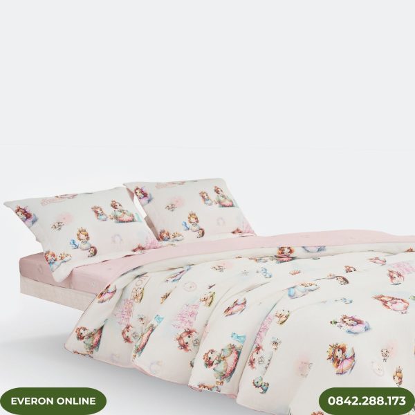 Bộ chăn ga gối Modal Cotton bé gái Everon