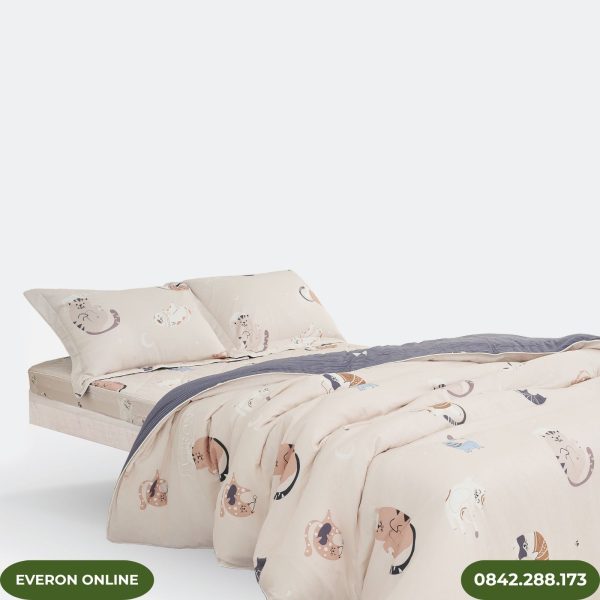 Bộ ga gối Mèo Vui Vẻ Modal Cotton