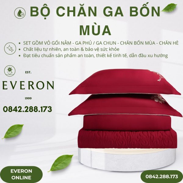 Chăn ga gối Everon ESTC26007 Cẩm Chướng Đỏ