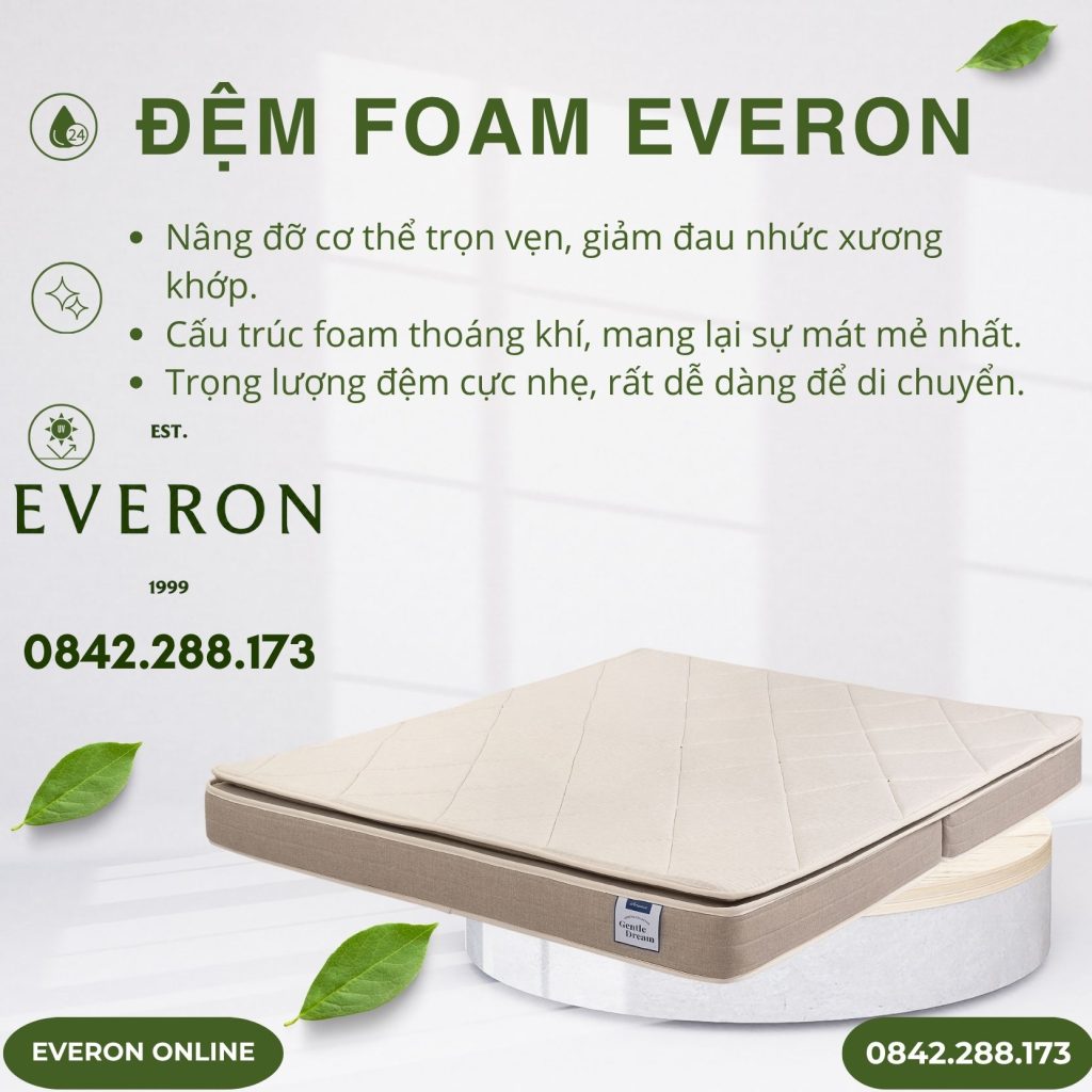 ĐỆM FOAM EVERON SIÊU NHẸ EVERONONLINE.COM
