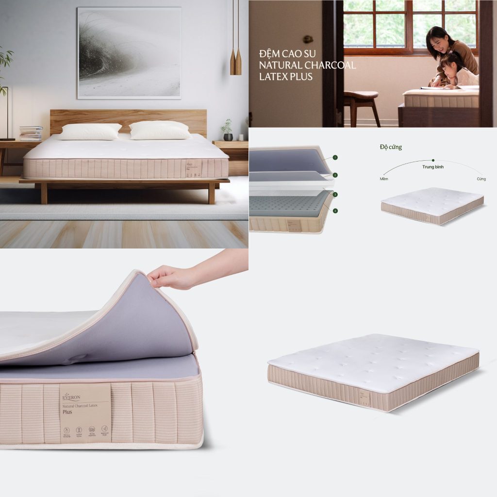 Đệm cao su non thiên nhiên 100% từ nhà EVERON sản phẩm hỗ trợ cột sống trong giấc ngủ EVERONONLINE.COM