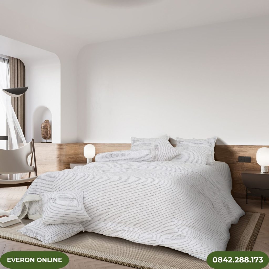 Everon EPM25038 - Bộ Chăn Ga Gối Kẻ Sọc Ngang Sang Trọng