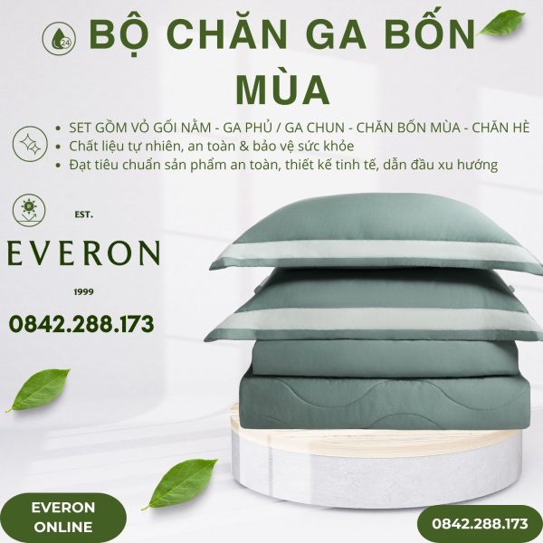 Bộ chăn ga gối Everon ESB26005 Mặt hồ xanh