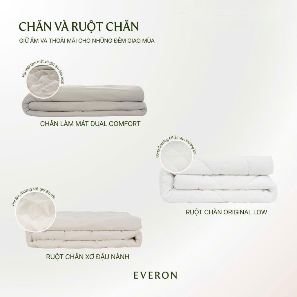 Ruột gối ruột chăn EVERON 180x200 200 x 220cm từ nhà EVERON sản phẩm hỗ trợ cột sống trong giấc ngủ EVERONONLINE.COM