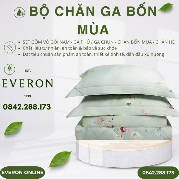 Bộ chăn ga gối Everon EPTC26011 Thu Thiên Thanh
