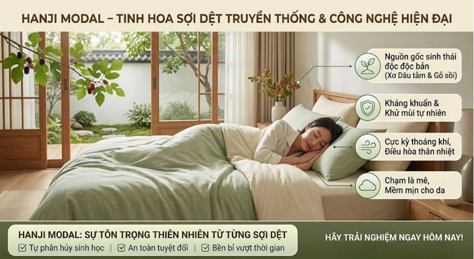 Vải HANJI MODAL Sợi vải mềm mịn an toàn không bí nóng EVERONONLINE.COM