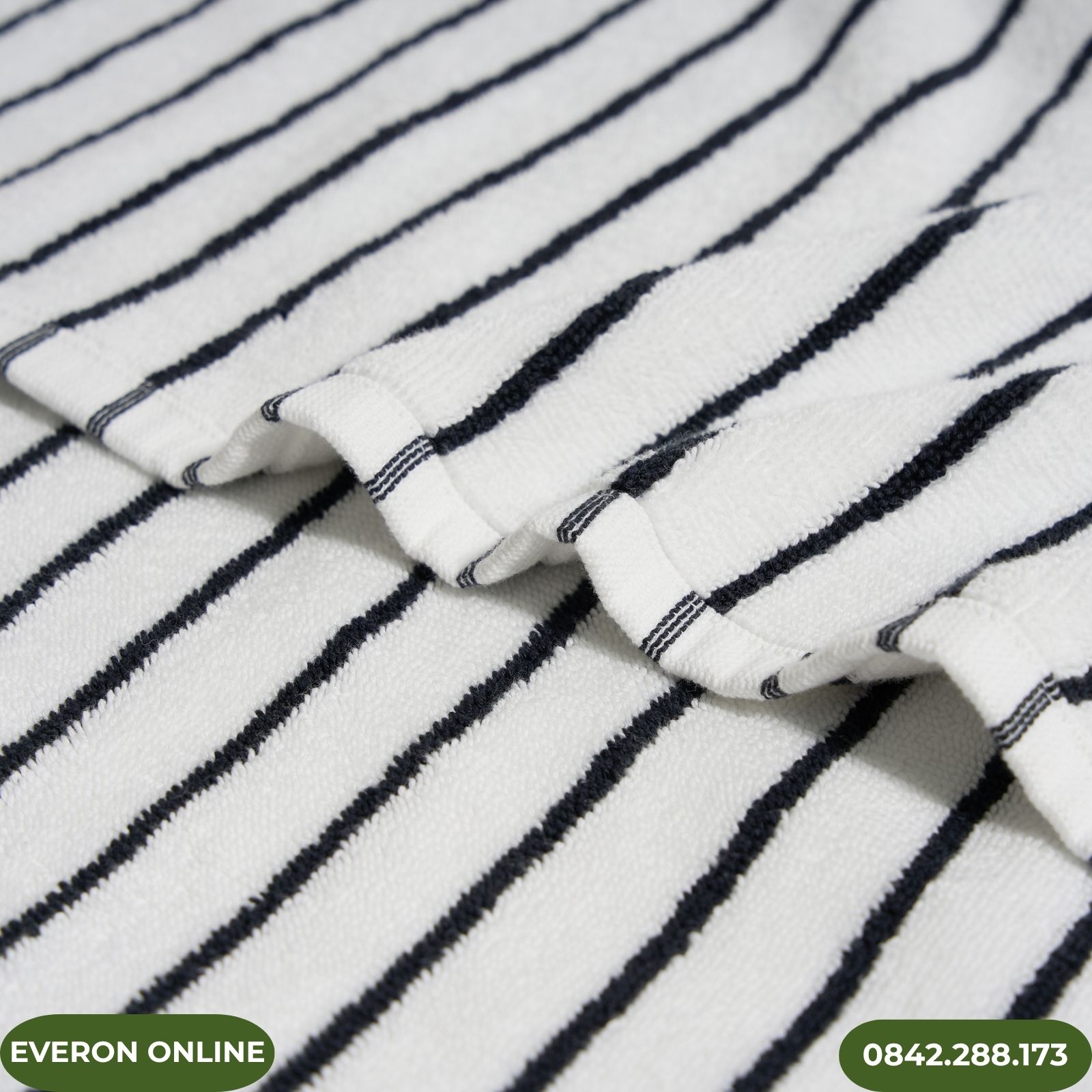 Bộ Khăn Cotton Everon Sọc Đen Thấm Hút Tốt
