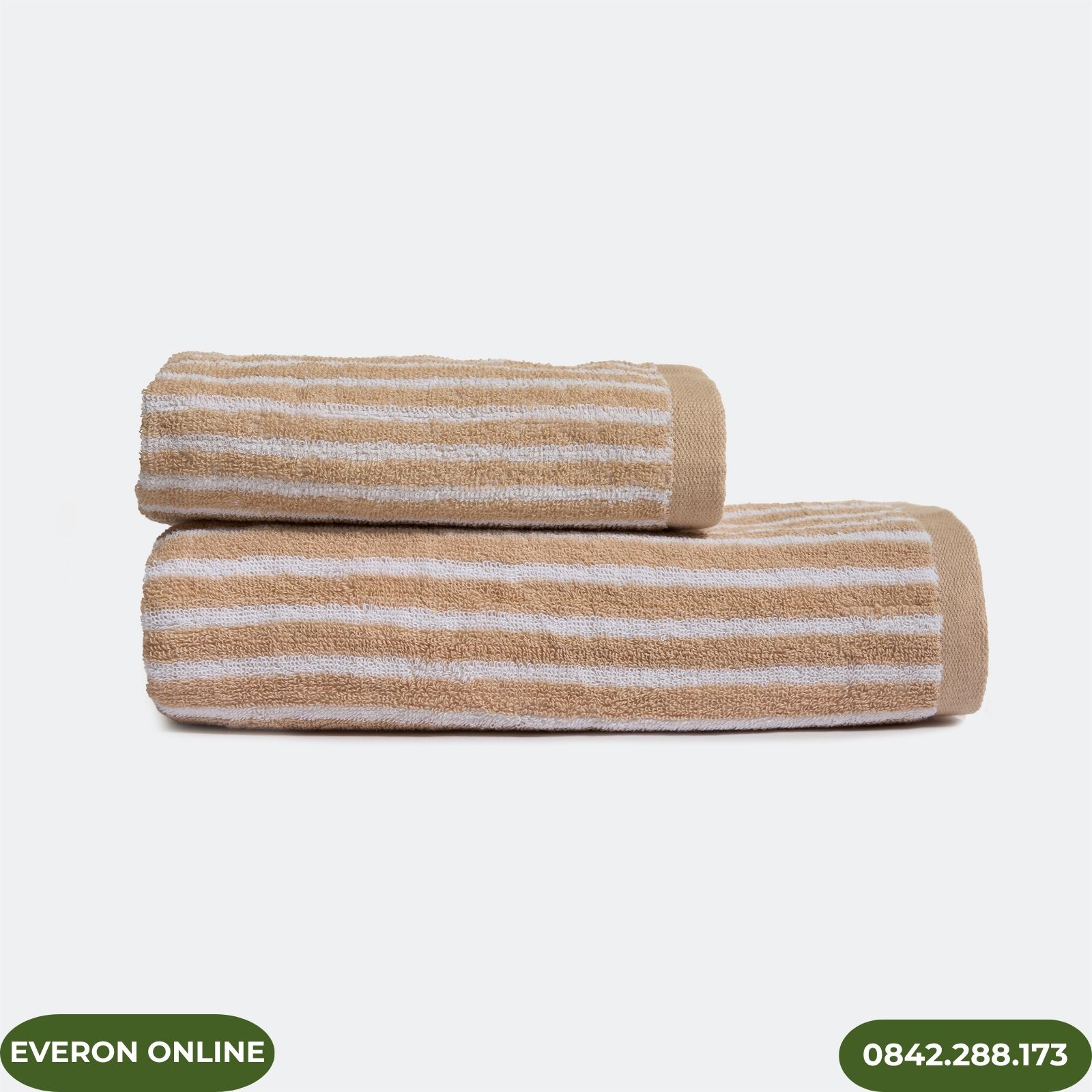 Bộ Khăn Cotton Everon Sọc Nâu 3 Món Tiện Lợi Bộ Khăn Cotton Everon Sọc Nâu 3 Món Tiện Lợi