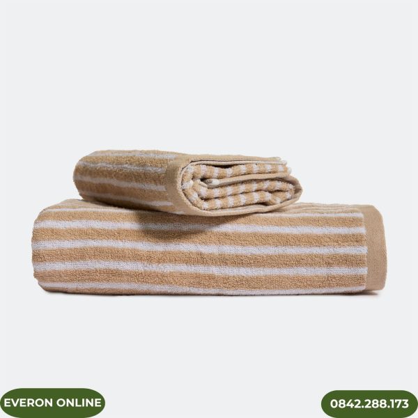 Bộ Khăn Cotton Everon Sọc Nâu Mềm Mại