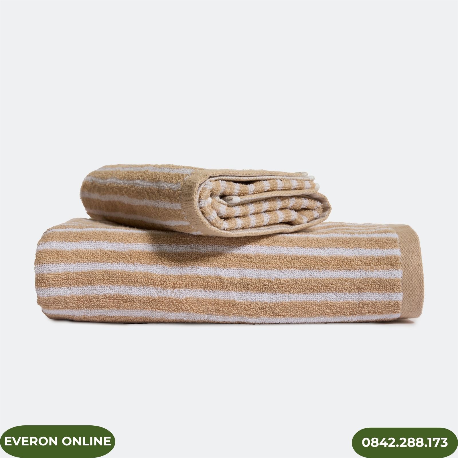Bộ Khăn Cotton Everon Sọc Nâu Mềm Mại Bộ Khăn Cotton Everon Sọc Nâu Mềm Mại