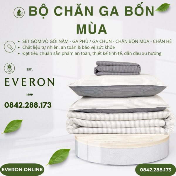 Bộ chăn ga EVERON BPC704 Pinstripe Cotton BST Basic