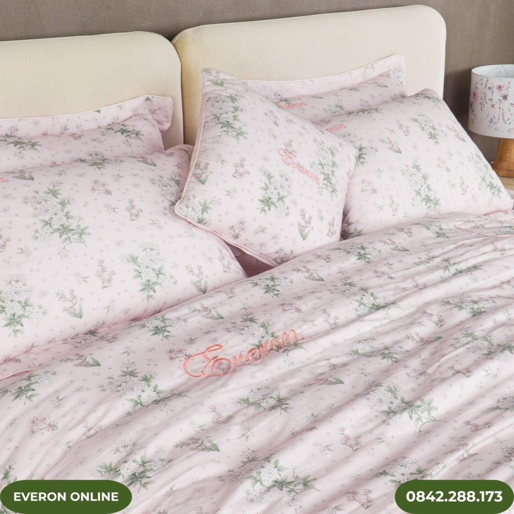 Bộ chăn ga Everon Nét Hứng Khởi EPM25010 họa tiết hoa