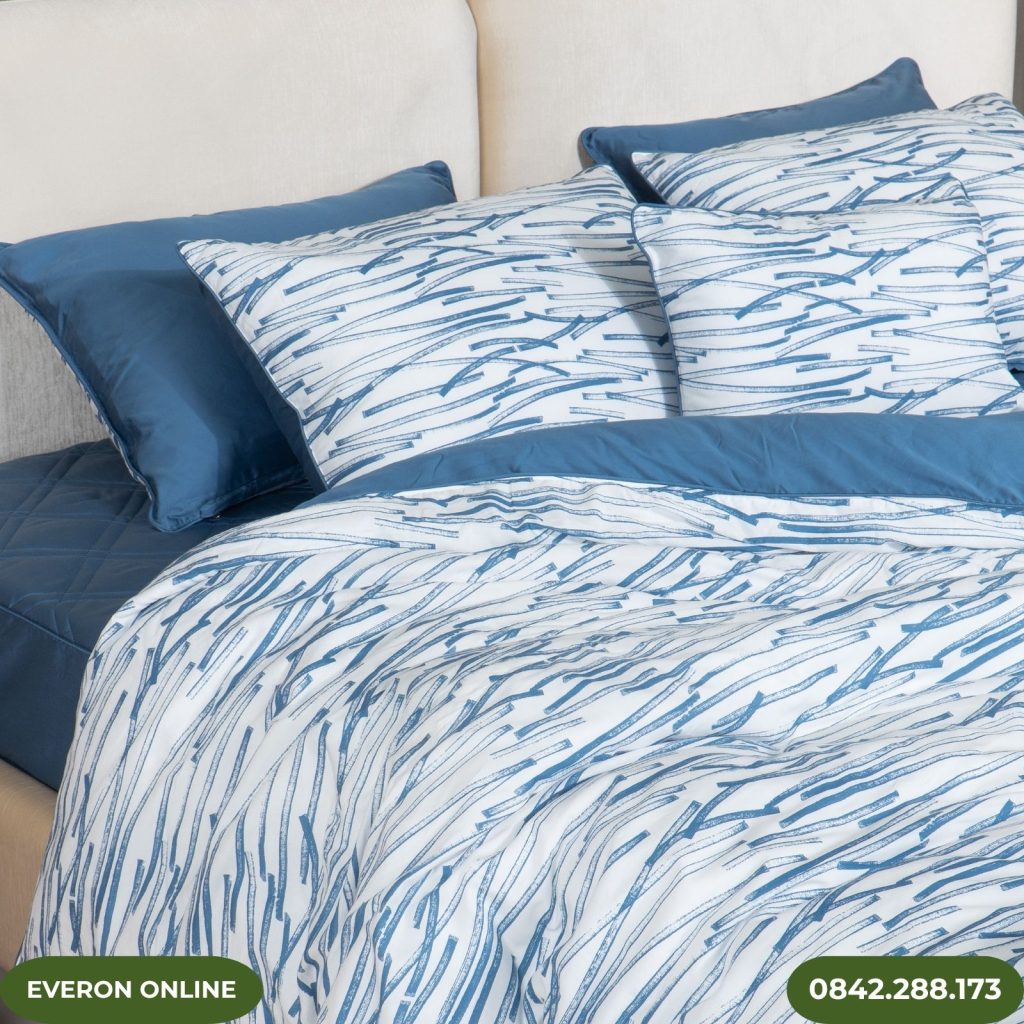 Bộ chăn ga gối Everon EPM25012 Modal Cotton màu xanh