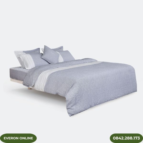 Bộ chăn ga gối Everon EPM25013 Con Đường Mới sọc xanh Modal