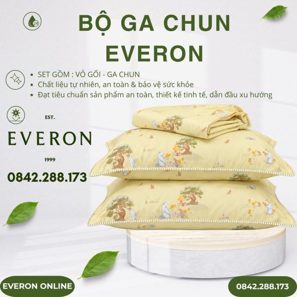 Bộ ga chun Everon CPC27203 Rabbit & Bear Cotton Sateen BST Cutie