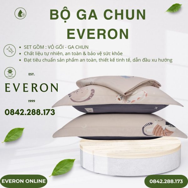 Bộ ga chun Everon CPM25202 Mèo Vui Vẻ Modal Cotton BST Cutie