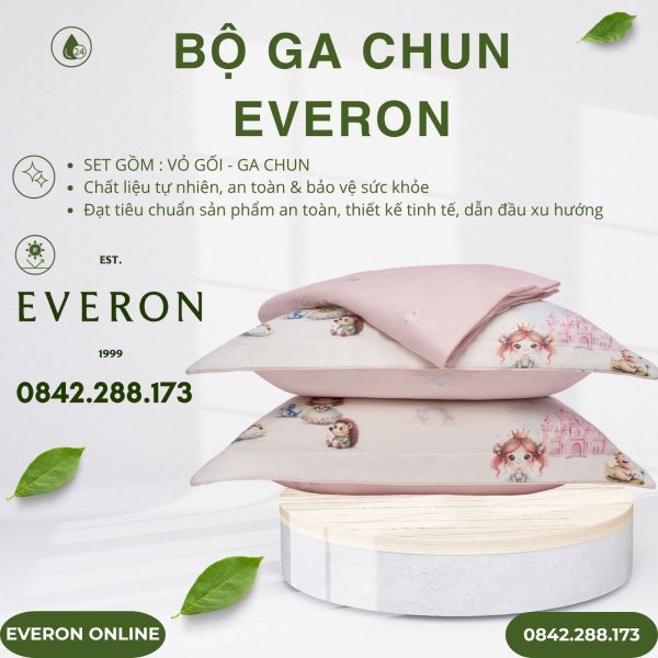 Bộ ga chun Everon CPM25205 Công Chúa Điệu Modal Cotton