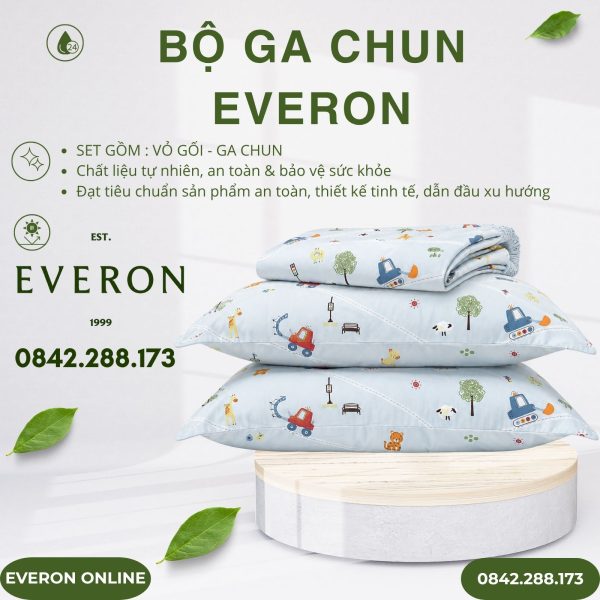 Bộ ga chun Everon CPM27202 Track & Tail Cotton Sateen BST Cutie