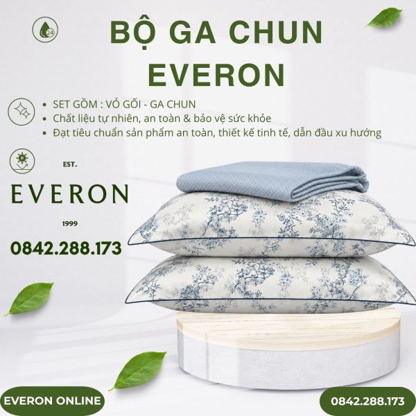 Bộ ga chun Everon EPC26012 Vườn cổ điển Cotton BST Đơm Hoa