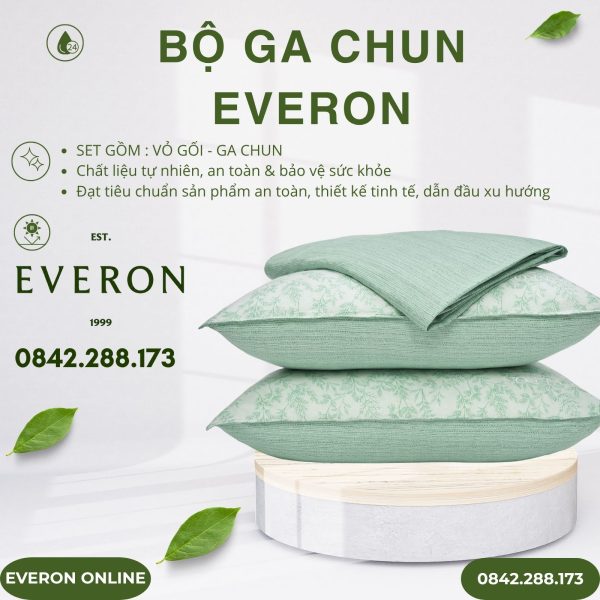 Bộ ga chun Everon EPM25031 Lá Thạch Thảo Modal Cotton BST Ever-on