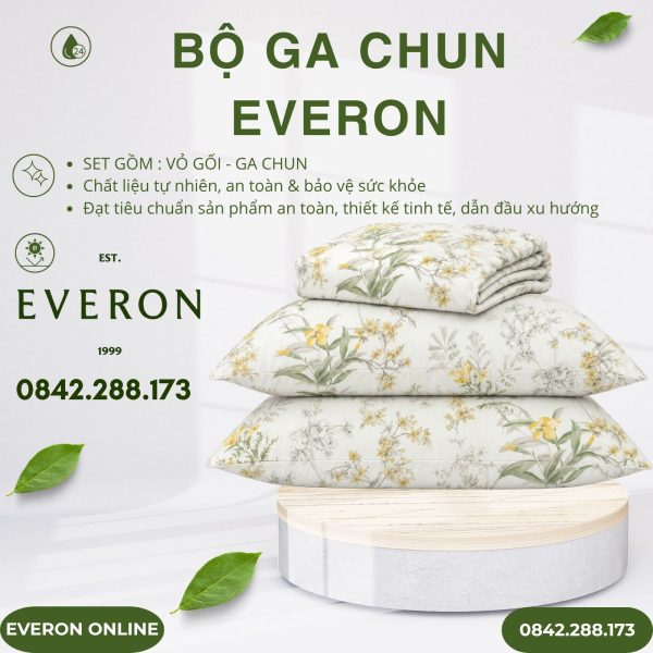 Bộ ga chun Everon EPMOC27025 Lilies Modal Cotton BST Những mảnh êm