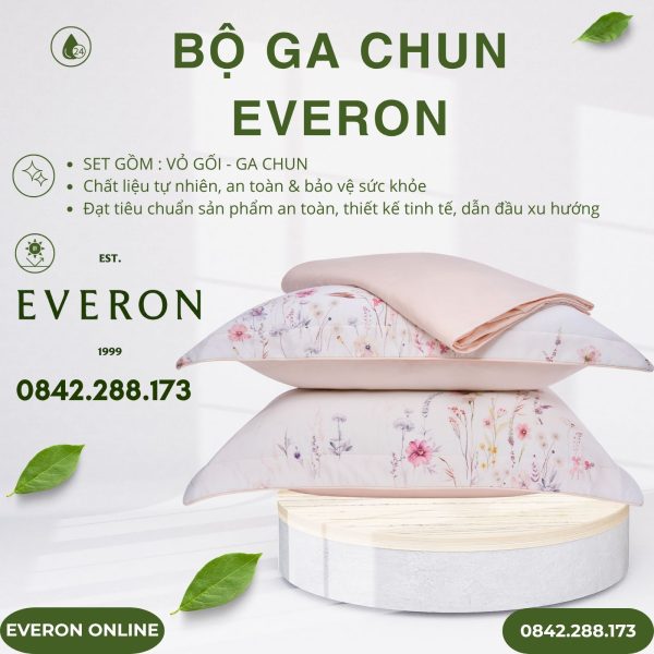 Bộ ga chun Everon EPT25017 Mơ Êm Tencel BST Khu Vườn Tinh Hoa