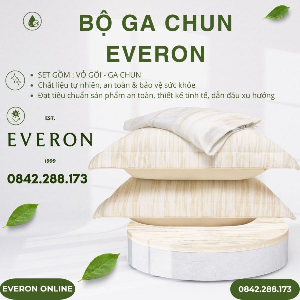 Bộ ga chun Everon EPT25029 Hồ Sâu Sắc Tencel BST Khu Vườn Tinh Hoa