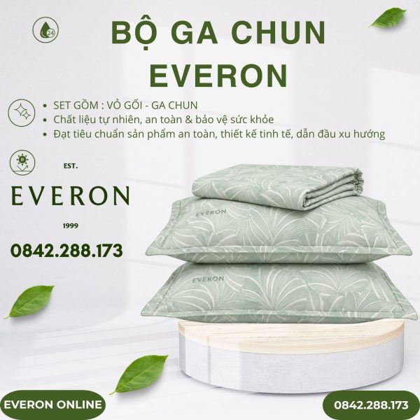 Bộ ga chun Everon EPT26015 Monstera Tencel BST Đơm Hoa