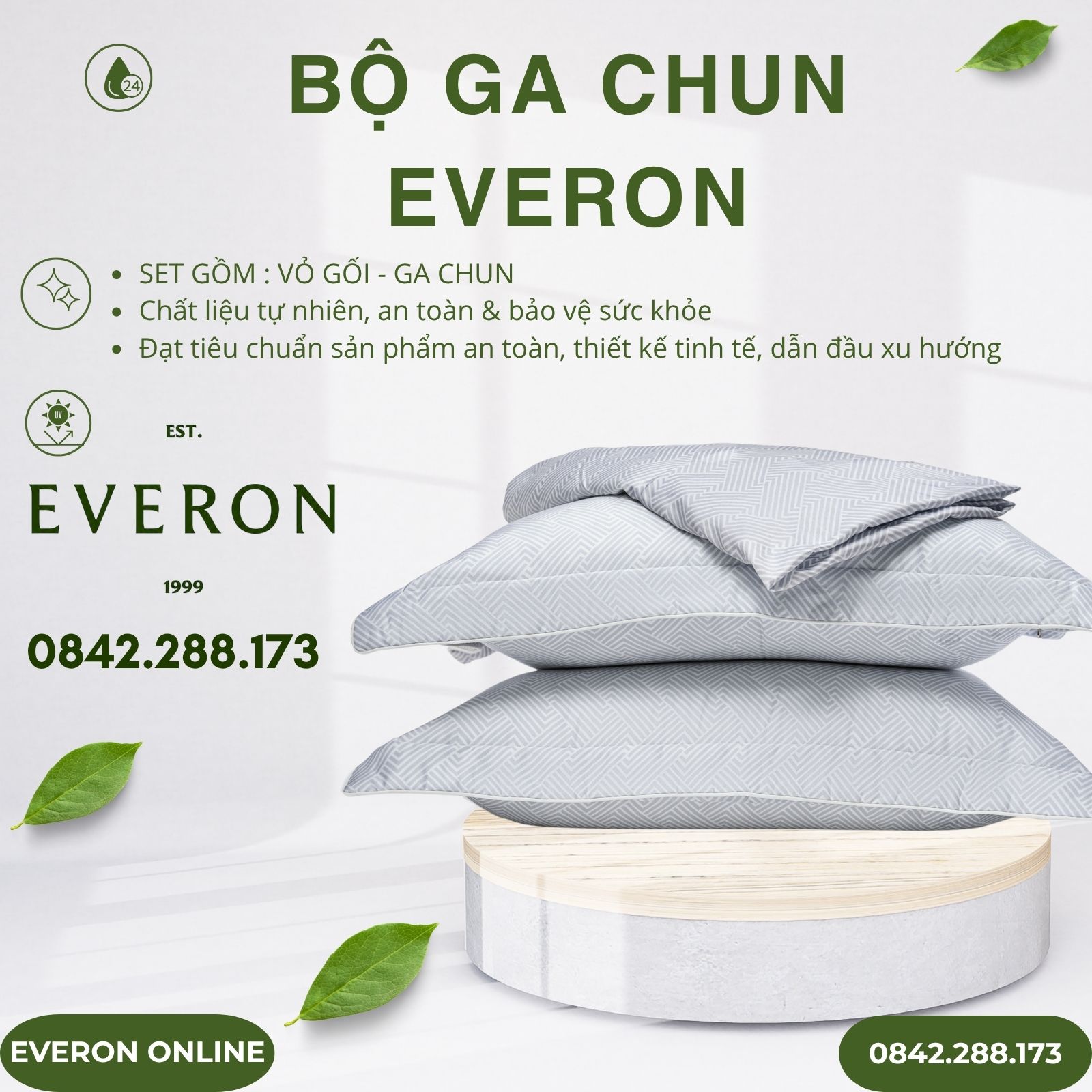 Bộ ga chun Everon EPTC25037 Kỷ Hà Xám Tencel Blend BST Ever-on Bộ ga chun Everon EPTC25037 Kỷ Hà Xám Tencel Blend BST Ever-on