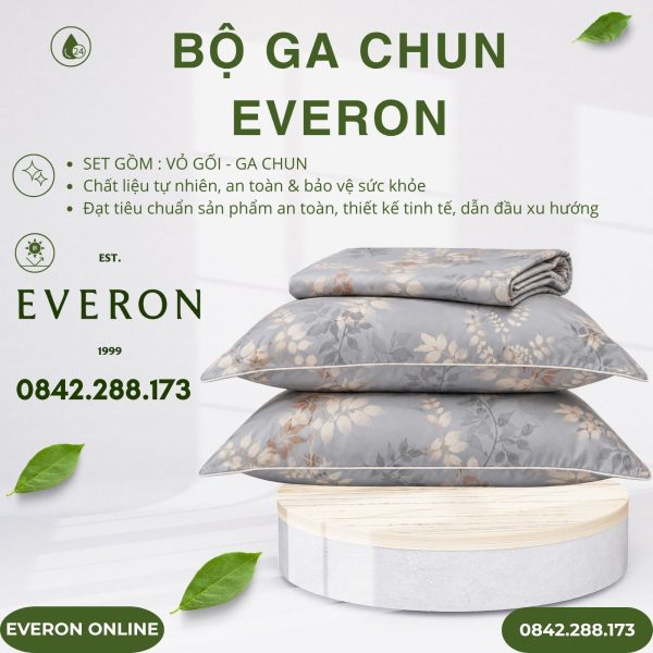 Bộ ga chun Everon EPTC26017 Chạng Vạng Tencel Blend BST Đơm Hoa