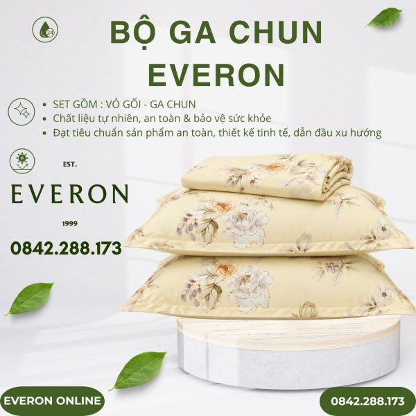 Bộ ga chun Everon EPTC26018 Muôn Hoa Vàng BST Đơm Hoa