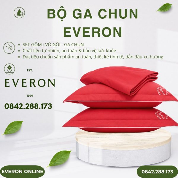 Bộ ga chun Everon ESM25019 Yêu Nồng Nhiệt Modal Cotton BST Khu Vườn Tinh Hoa