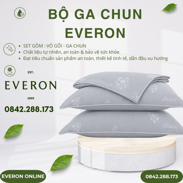 Bộ ga chun Everon EST25042 Hoa Thêu Xám Tencel BST Ever-on