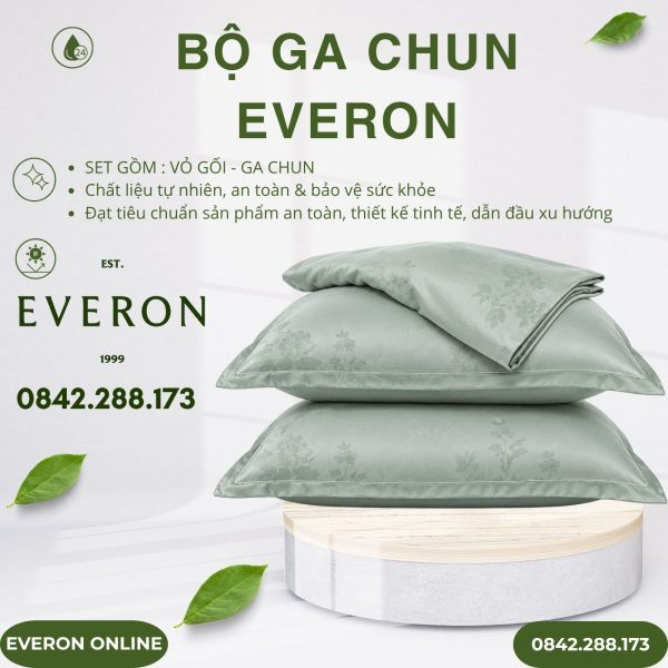 Bộ ga chun Everon ESTJ26009 Hồng Tỉ Muội Tencel Jacquard BST Đơm Hoa