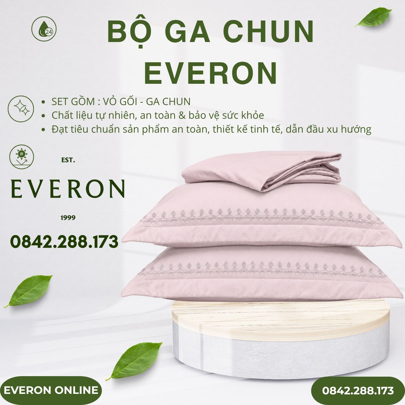 Bộ ga chun Everon ESTMC27003 Broderie Modal Cotton BST Những mảnh êm Bộ ga chun Everon ESTMC27003 Broderie Modal Cotton BST Những mảnh êm
