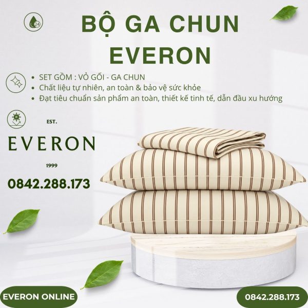 Bộ ga chun Everon EVERON EPC27031 Linear Cotton BST Những mảnh êm