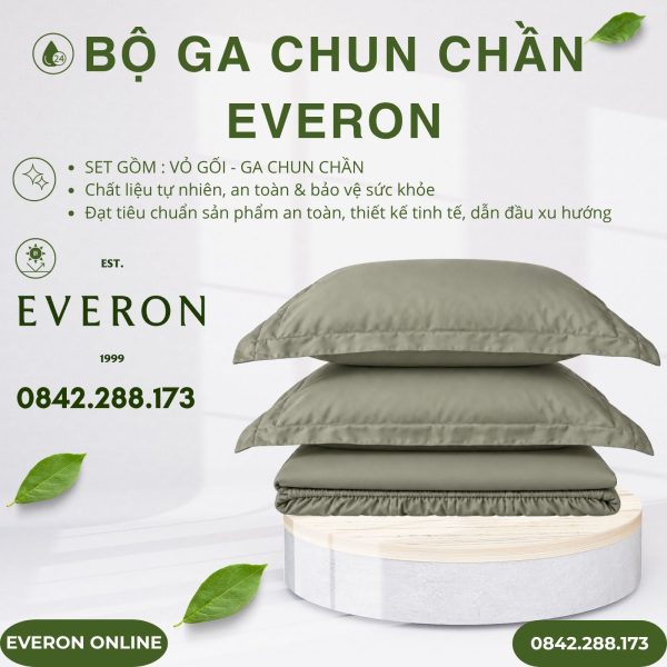 Bộ ga chun chần Everon BSL714 Sage Lyocell Twill BST Basic