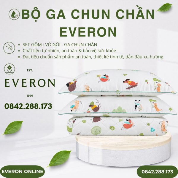 Bộ ga chun chần Everon CPC25201 Cún Thân Thiện Cotton BST Cutie
