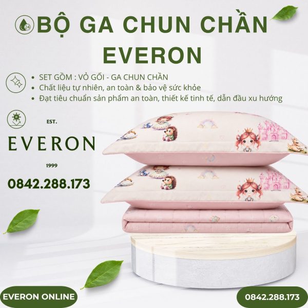 Bộ ga chun chần Everon CPM25205 Công Chúa Điệu Modal Cotton BST Cutie
