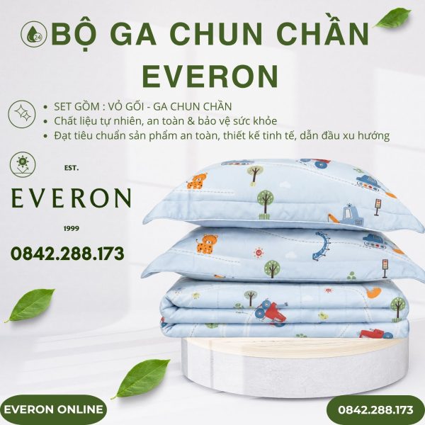 Bộ ga chun chần Everon CPM27202 Track & Tail Cotton Sateen BST Cutie