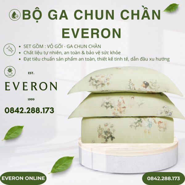 Bộ ga chun chần Everon CPT26202 Khu Rừng Cổ Tích Tencel BST Cutie