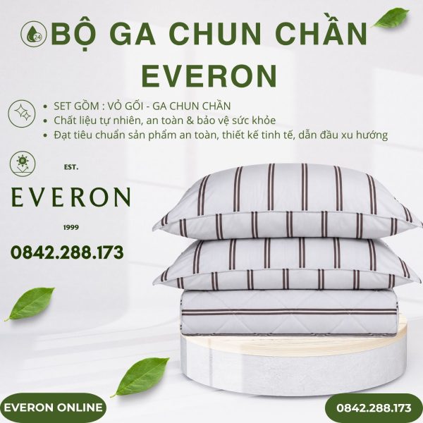 Bộ ga chun chần Everon EPC25035 Đường Song Song Cotton BST Ever-on