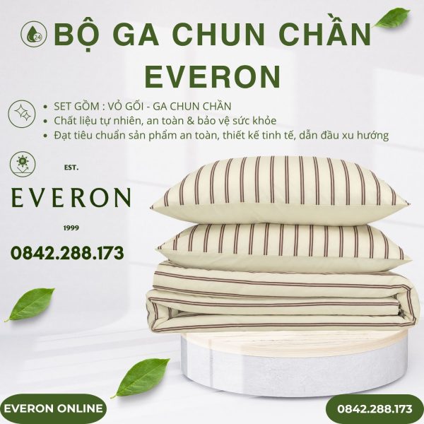 Bộ ga chun chần Everon EPC27031 Linear Cotton BST Những mảnh êm