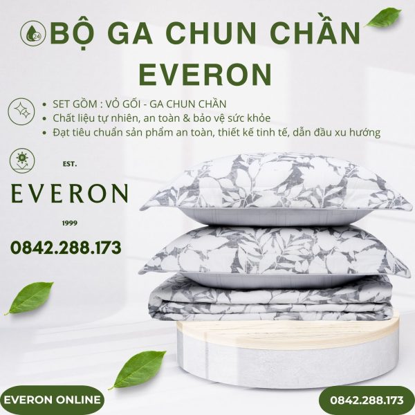 Bộ ga chun chần Everon EPM25026 Chùm Lá Tinh Tế