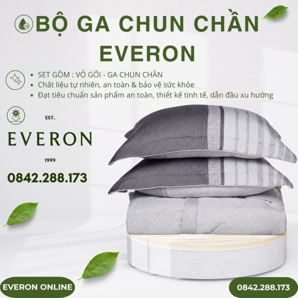 Bộ ga chun chần Everon EPM25039 Kẻ Giao Thoa Modal Cotton BST Ever-on