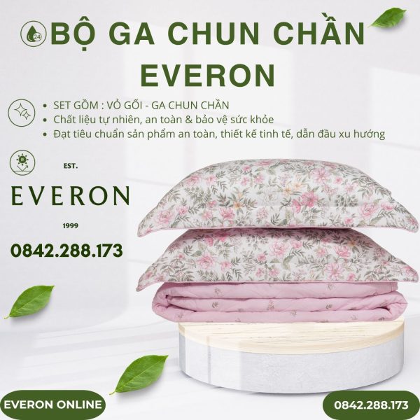 Bộ ga chun chần Everon EPM2509 Vũ Điệu Hoa Modal Cotton BST Chân Trời Mới