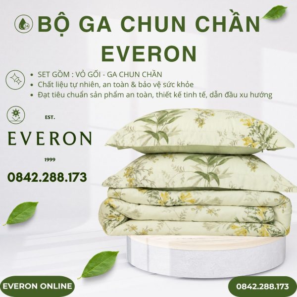 Bộ ga chun chần Everon EPMOC27025 Lilies Modal Cotton BST Những mảnh êm