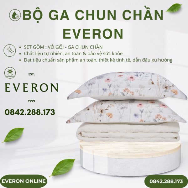 Bộ ga chun chần Everon EPT25018 Nét Chân Thành BST Khu Vườn Tinh Hoa