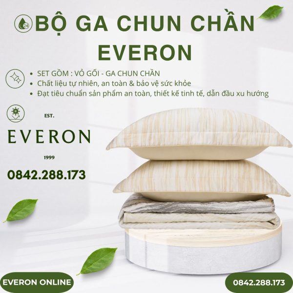 Bộ ga chun chần Everon EPT25029 Hồ Sâu Sắc Tencel BST Khu Vườn Tinh Hoa
