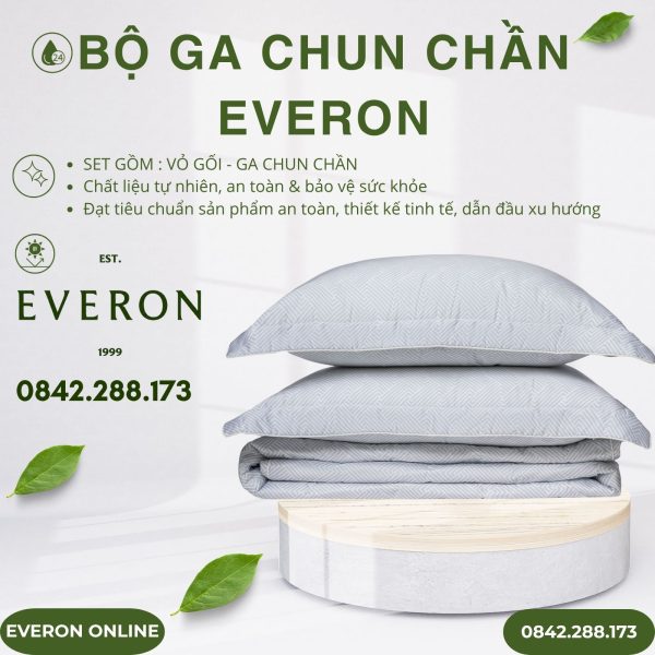 Bộ ga chun chần Everon EPTC25037 Kỷ Hà Xám Tencel Blend BST Ever-on